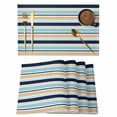 thumbnail image 1 of Khaki Striped Placemats Set of 8 Navy Blue Farmhouse Stripes Modern Abstract Art Place Mats Indoor Wipeable Table Mats Washable Dining Table Placemats for Kitchen Holiday Party Home Decor 13x19 Inch, 1 of 9