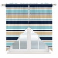 thumbnail image 1 of Khaki Striped Swag Valances for Windows 2 Pack, Kitchen Window Curtains 36 Inch Length, Navy Blue Farmhouse Stripes Modern Abstract Art Privacy Swag Curtains for Living Room/Bathroom 36"x36", 1 of 8