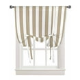 thumbnail image 1 of Khaki Stripes Tie Up Curtains for Kitchen Bathroom Bedroom Windows 45 Inch Length, Farmhouse Brown Simple Vertical Striped Balloon Drape Curtains Shade Rod Pocket Drapery Curtain Panel, 34"x45", 1 of 7
