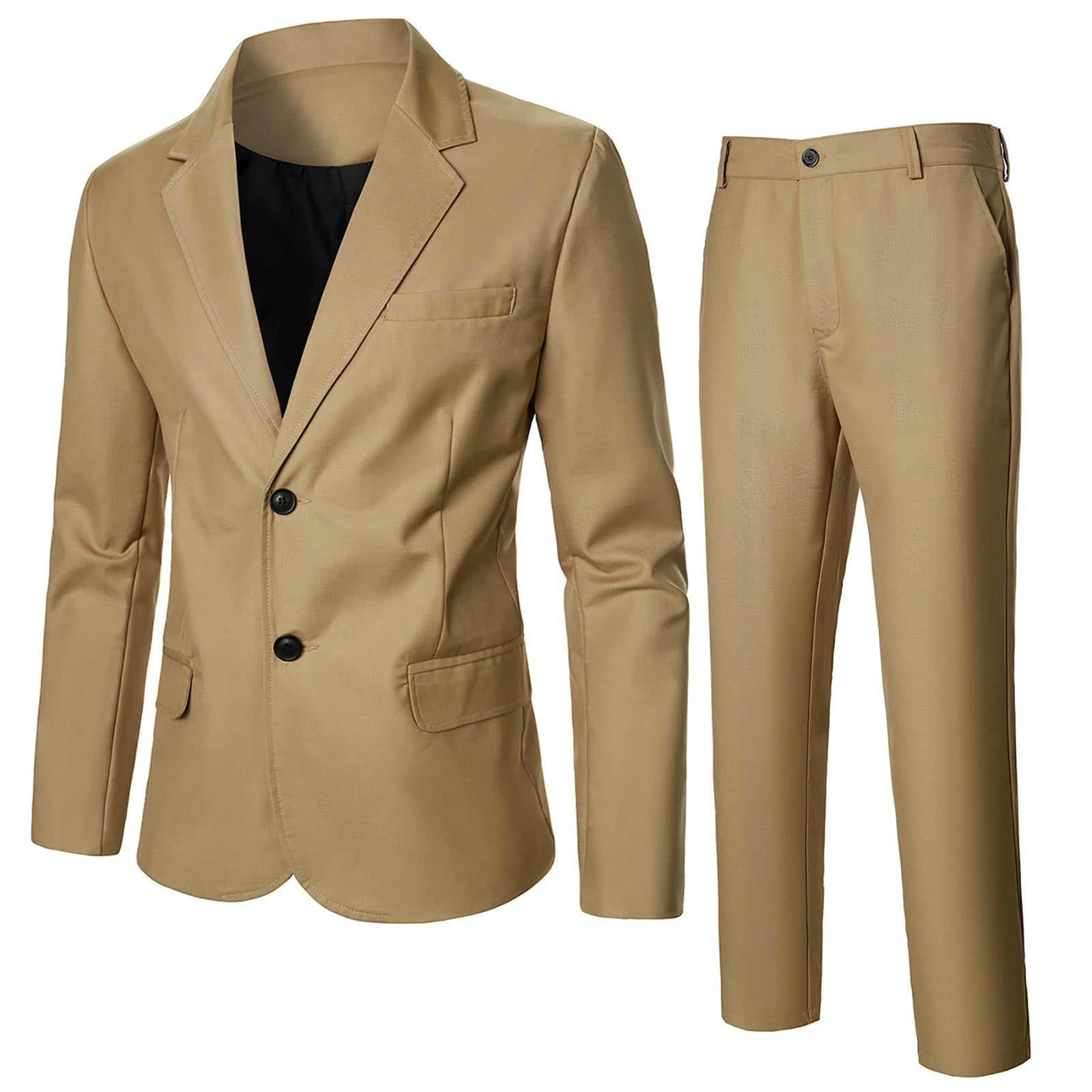 Khaki Suits For Men Mens Business Formal Wedding Prom Graduation Casual  Stretch Slim Fit Classic Fit Tuxedo Blazer And Pants Two Piece