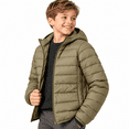 thumbnail image 1 of Khaki Teen Boys Lightweight Padded Jacket Size 16-17 Years, Hooded Full-Zip Winter Warm Coat with Side Pockets for Casual Layering and Outerwear Clothes, 1 of 6