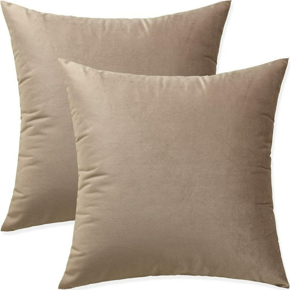 Khaki Throw Pillow Covers 18 x 18 Pack of 2 Sofa Bed Couch Cushion Case 45 x 45