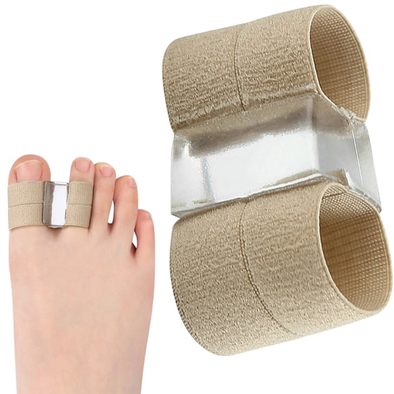 Khaki Toe Splint Straightener Corrector Bands, Adjustable Fabric Hammer Toe Wrap, Double Loop Broken Toe Support Brace, Flexible Bunion Toe Alignment Strap for Foot Pain Relief Day Night Wear