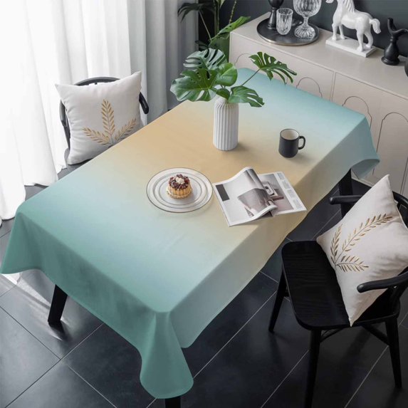 Khaki Turquoise Ombre Table Cloth Waterproof Tablecloths, Modern Abstract Art Gradient Tablecloth Dining Table Cover for Kitchen Party Tabletop Outdoor, Rectangle Tablecloth 54x108 Inch