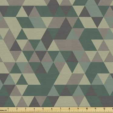 Ambesonne Khaki Fabric by the Yard Upholstery, Triangular Camo Influence Art, 5 Yards, Multicolor