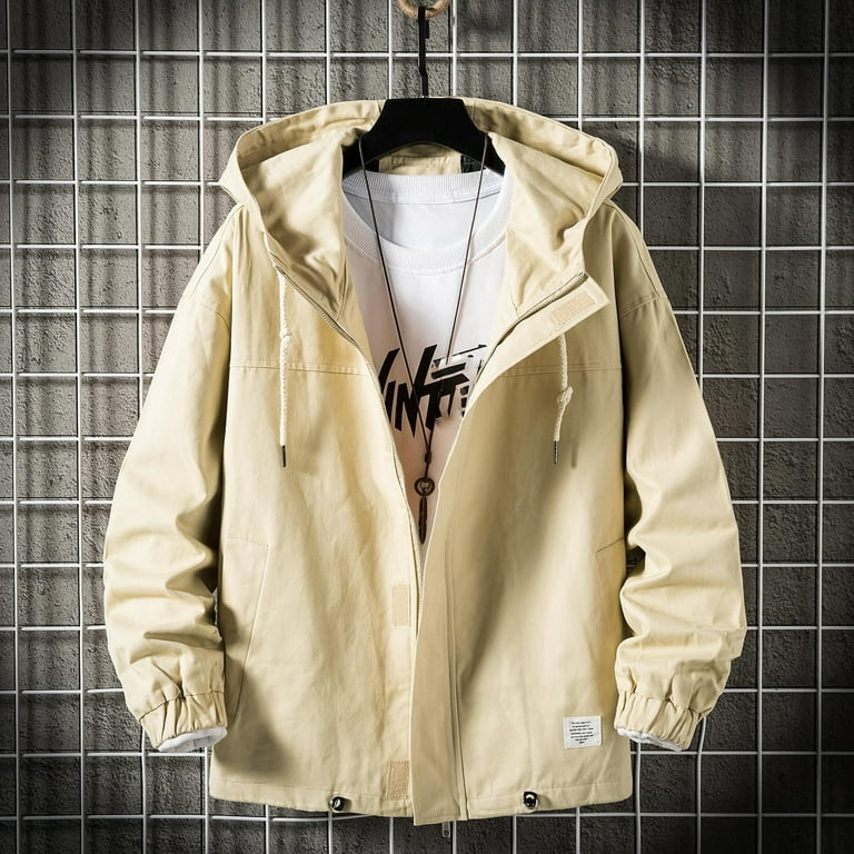 black mens jacket mens spring and autumn hooded jacket loose large size  jacket simple fashion jacket 