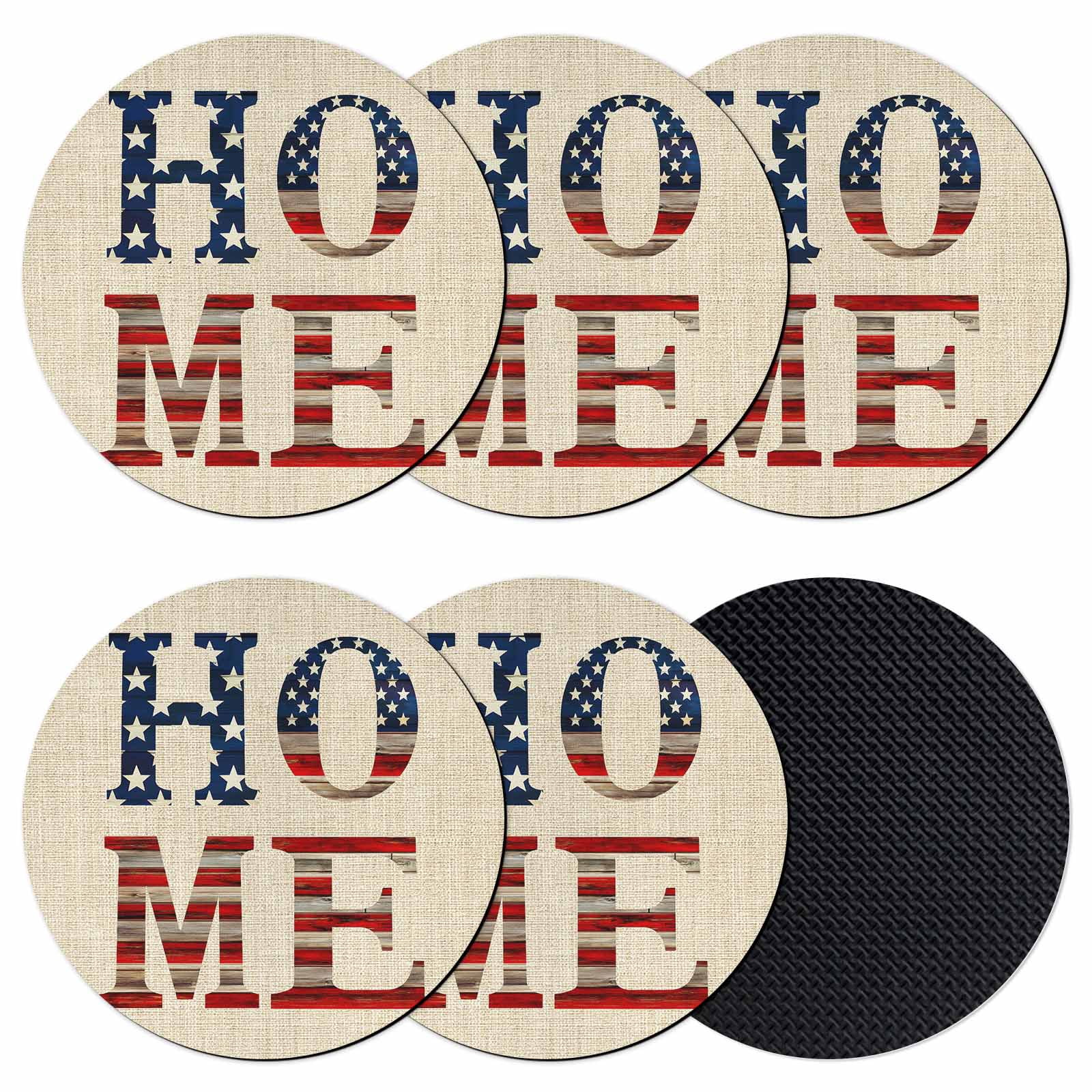 Rustic Coaster Graphics Khaki Vintage Coasters Set of 6, Absorbent Coasters for Drinks ...