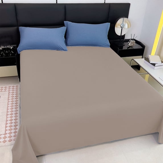 Khaki Washed Cotton Fitted Sheet 150x230cm - Extended Single Size Bedding with Elastic Corners