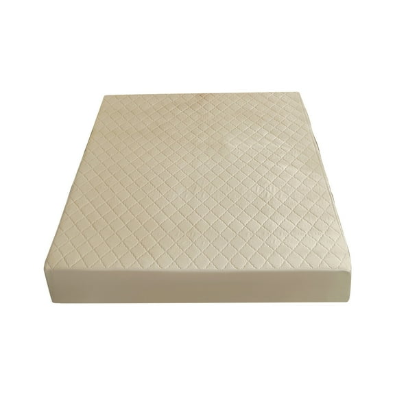 Khaki Waterproof Fitted Sheet With Cotton Padding, 120X200X30Cm, Polyester, Breathable, Easy To Clean, For Mattress Protection, For Home And Hospital Use