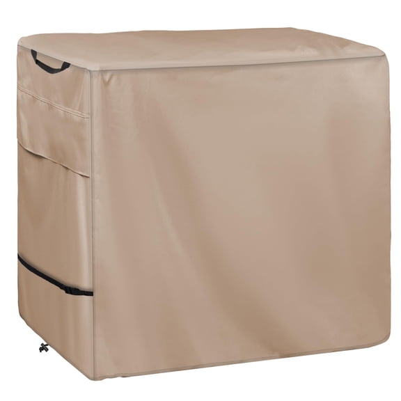 Khaki Waterproof Outdoor Bar Height Dining Set Cover For 76 X 34 X 42 Inch Wicker Table And Chairs