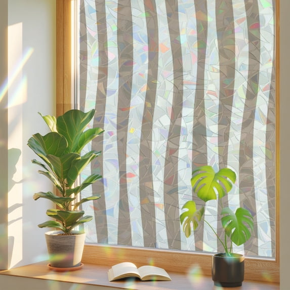 Health Band Sticker Khaki Wavy Stripe Window Privacy Film, Minimalist Flowing Bands ...