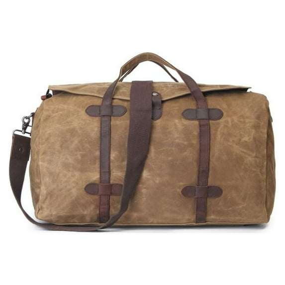 Khaki, Waxed Canvas 12 oz. with Genuine Leather Traveling Bag