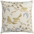thumbnail image 1 of Khaki White Birds and Leaves Down Throw Pillow, 1 of 3