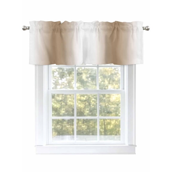 Khaki White Gradient Texture Curtain Valances for Windows, Abstract Ombre Art Window Valances, Window Treatment Rod Pocket Valance Curtains for Living Room/Kitchen/Bedroom/Bathroom, 54x18inch