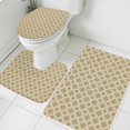 thumbnail image 1 of Khaki White Plaid Bathroom Rugs Set Abstract Khaki Morocco Texture Non Slip Absorbent Soft Bath Mats 3 Piece Set with Bathroom Rug, U-Shaped Floor Mat, Toilet Seat Cover Large Size, 1 of 9