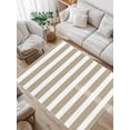 thumbnail image 1 of Khaki and White Striped Area Rug for Bedroom 3x5 Ft Gradient Geometric Super Soft fuzzy Throw Rug Non-Slip Fluffy Plush Indoor Floor Carpet for Living Room Nursery Home Decor, 1 of 8