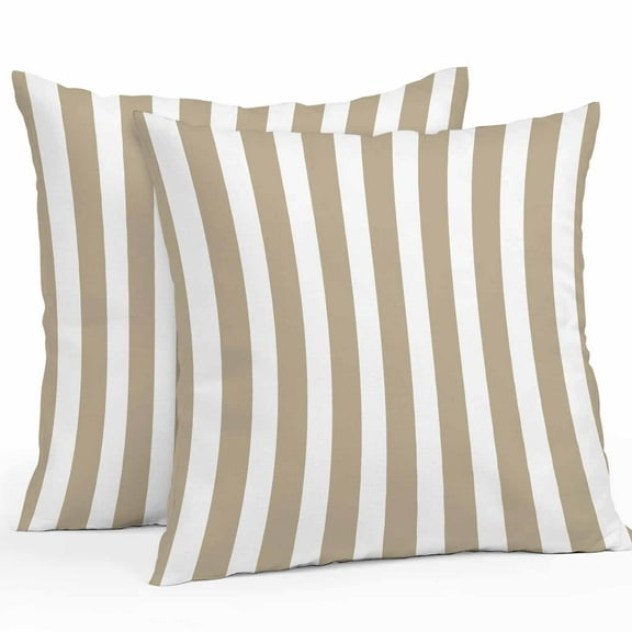 Khaki and White Striped Outdoor Pillow Covers Pack of 2 Gradient Geometric Waterproof Throw Pillow Covers Decorative Cushion Cases for Patio Garden Tent Balcony Couch 20x20 inch