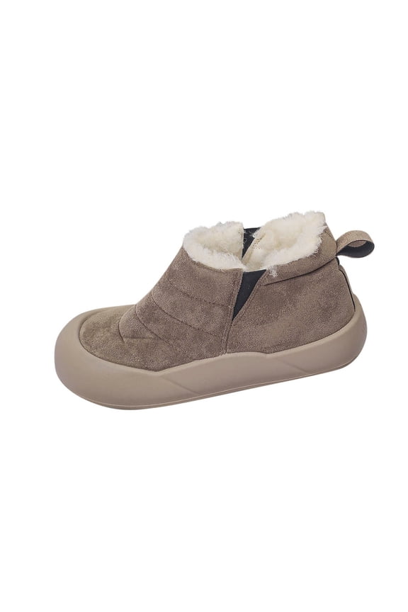 Khaki Women Casual Boots With Fleece Lining Easy To Wear Design Comfortable For Walking And Standing For Long Periods