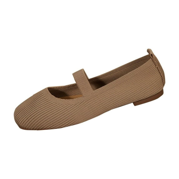 Khaki Women Fashion Knitted Mesh Shoes With Flat Sole And Breathable Design For Comfortable Use 2025 Comfort Fit