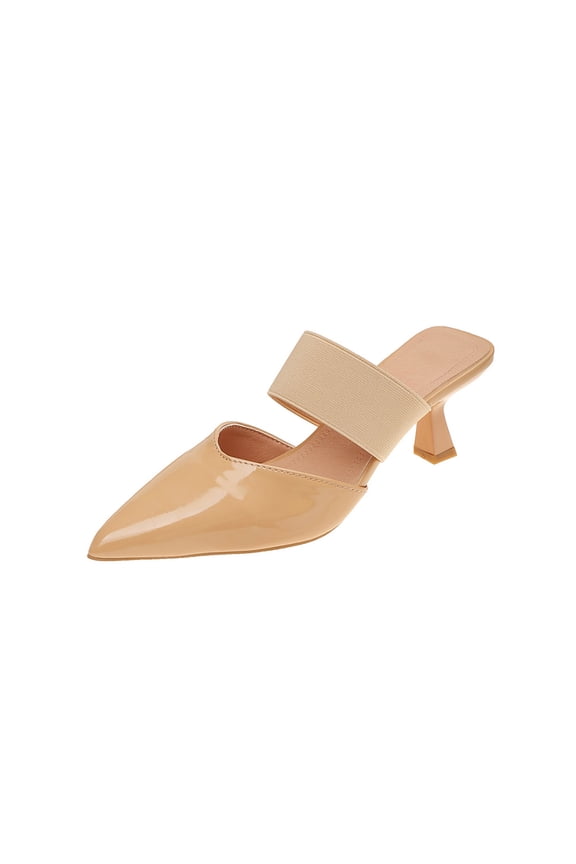 Khaki Women Heeled Sandals Casual Closed Toe Pointed Toe Stiletto Heel Versatile Plus Size Shoes Footwear With Box For Outdoor Indoor Occasion Size 39 Eu Us 7 Foot Length 9.65 Inches