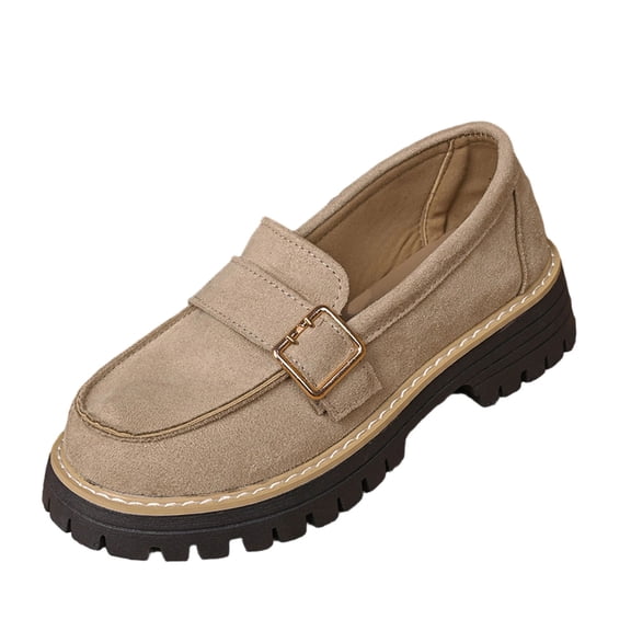 Wdhugt Loafers For Women Vintage Tassel Block Heel Platform Round Toe Casual Shoes Pu Leather Material Large Size Us 9