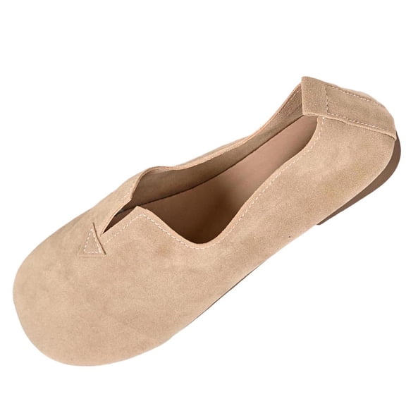Khaki Women'S Casual Flock Flats With Comfortable Fit And Timeless Design For Daily Use