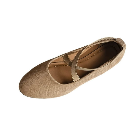 Khaki Women'S Casual Moccasins With Round Toe And Wedge Heels Comfortable Sole Flock Material