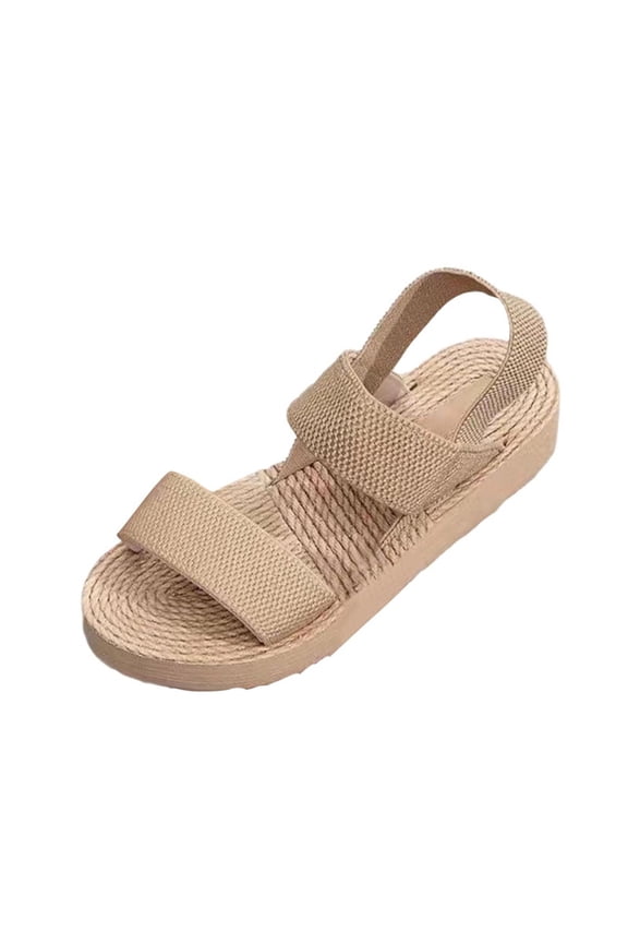 Khaki Women'S Mid Heel Sandals Double Strap Open Toe Comfortable Breathable Soft Upper Non Slip Outsole Cushioned Insole Lightweight Adjustable Size 37