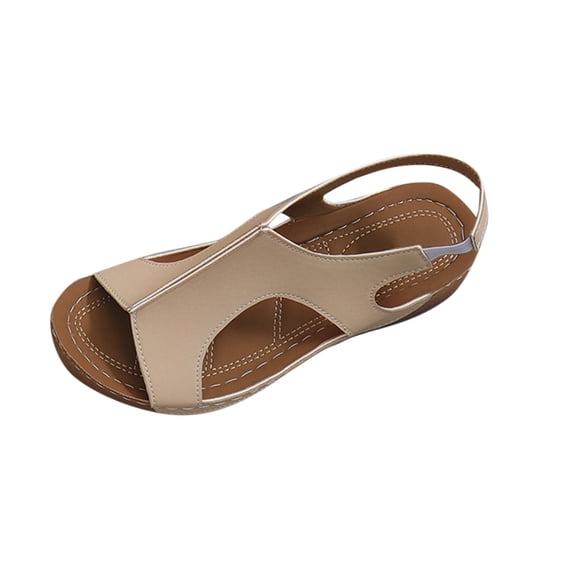 Khaki Women'S Relaxed Open Toe Sandals, Pu For Summer Activities And Easy Slip On Design