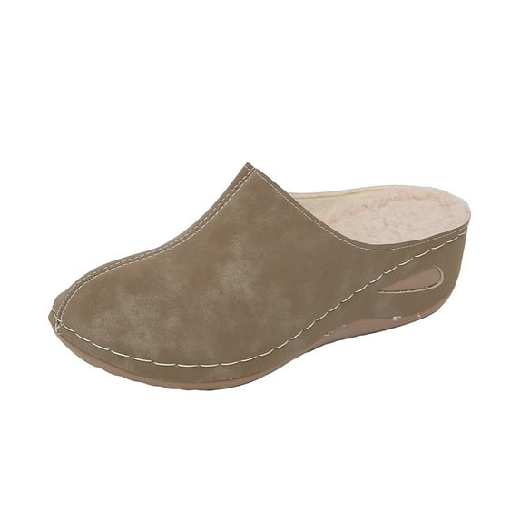 Khaki Women'S Slippers Sandals Wedge Heel Comfortable Non-Slip Casual Slides Open Toe For Indoor Outdoor Summer Size 38