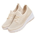 thumbnail image 1 of Khaki Women's Slip-On Knit Sneakers, Elastic, Lightweight, Breathable, Mesh, Fashionable Sneakers, Cute, Flying Woven Loafers-khaki, 1 of 5