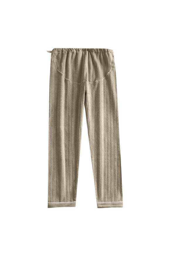 Khaki Womens Brunch Pants Pajamas Night Gowns for Ladies Fleece Lined Wool Flannel Straight Leg Elastic Waist Plain Long Leg Fall Winter Pants 2026 Clothes M