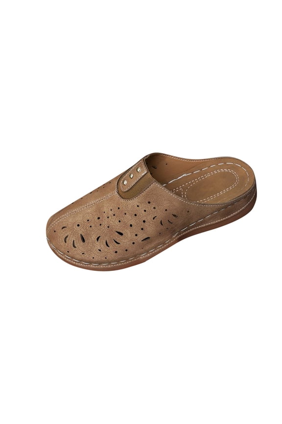Khaki Womens Casual Summer Fish Mouth Wedge Sandals Platform Slip On Comfortable Thick Sole Beach Shoes