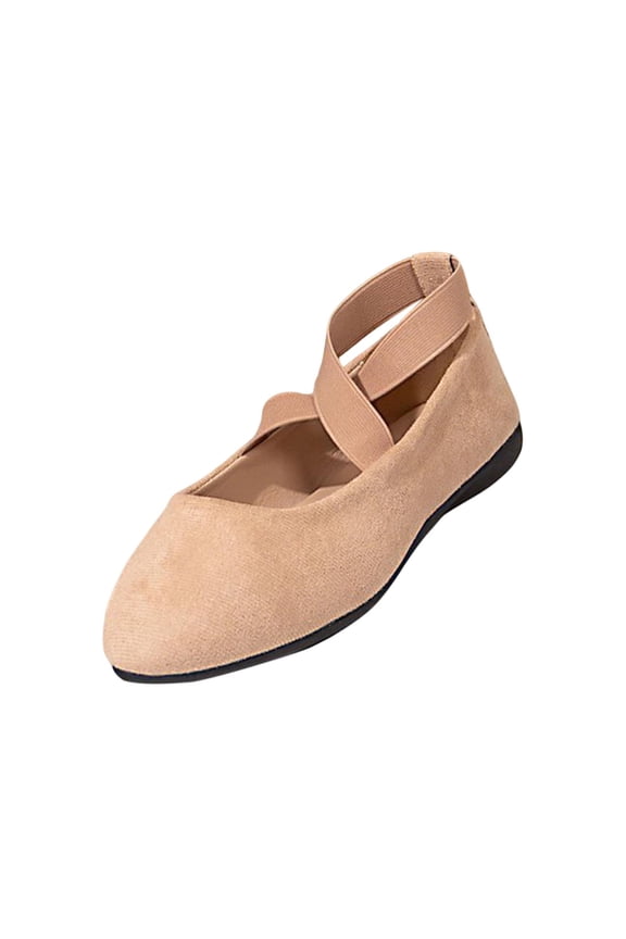 Khaki Womens Flat Shoes Wrap Around Strap Breathable Shallow Summer Comfortable Casual Daily Wear Lightweight Slip On Flat Shoes Size 40