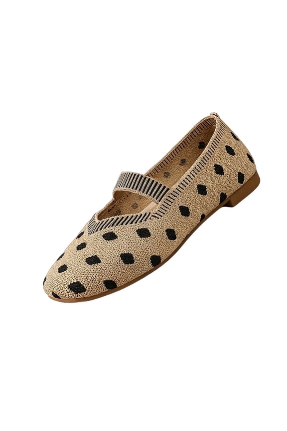 Khaki Womens Khaki Tone Mesh Pointed Toe Flats Striped Pattern 2026 Summer Comfy Slip On Shoes