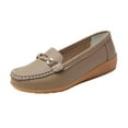 thumbnail image 1 of Khaki Womens One-Foot Shoes With Round Toe And Metal Buckle For Spring And Summer Style, 1 of 8