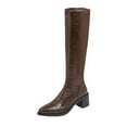 thumbnail image 1 of Khaki Womens Splicing Boots With Pointed Toe And Thick Heel For Winter Casual And Everyday Use, 1 of 9