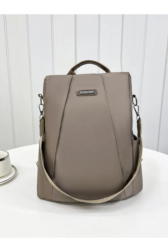 Khaki Womens Waterproof Oxford Backpack, Hidden Zipper, Dual-Use Commute &