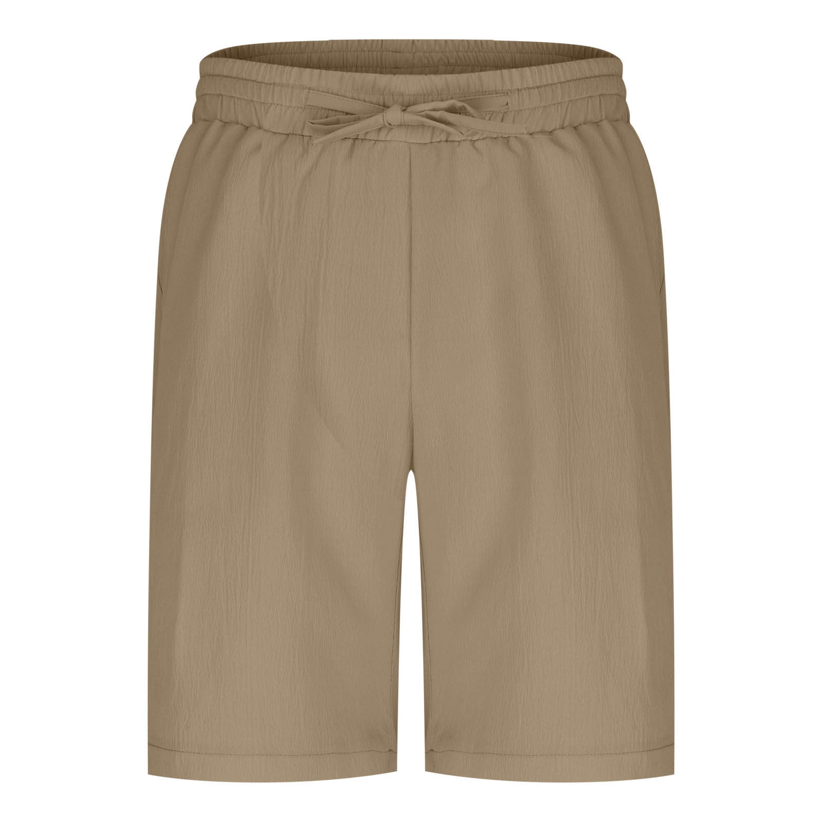 Mens Cotton Elastic Pockets Khaki Summer Waist Casual Shorts