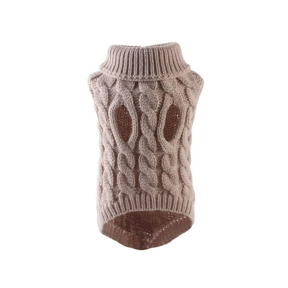 Khaki Xl Dog Cute Sweater Fashion Autumn And Winter New Pet Clothes Solid Color Twisted Knitted Warm Clothing Comfortable