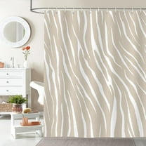 Khaki Zebra Striped Shower Curtain Abstract Modern Shower Curtain for Bathroom Minimalist Decor Polyster Fabric with Hooks 36"W x 72"L (Pack of 1)