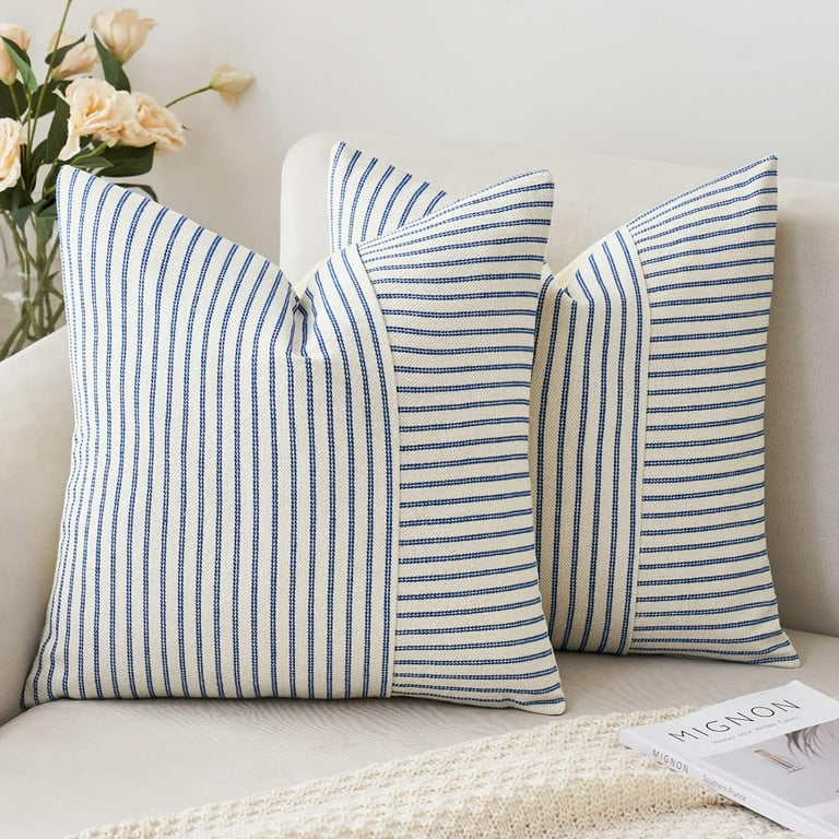 Canvas Beige And White Lumbar Accent Pillow Cover Canvas Beige And White Lumbar Accent Pillow Cover