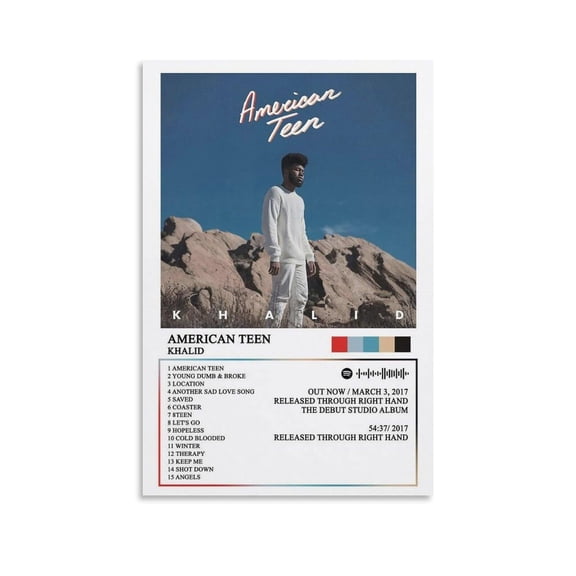 Khalid - American Teen Album Cover Canvas Print Music Poster for Room Aesthetic