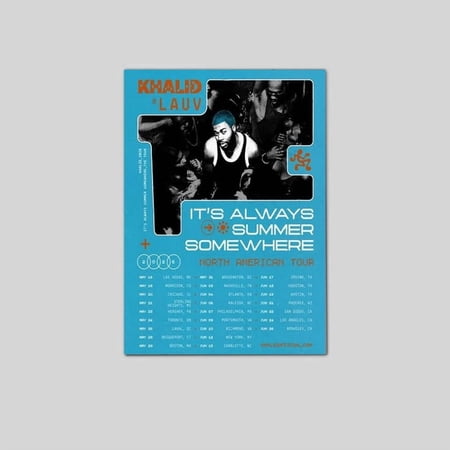 Khalid And Lauv It's Always Summer Somewhere Tour 2026 Schedule Poster Size 24''x36'' Googate
