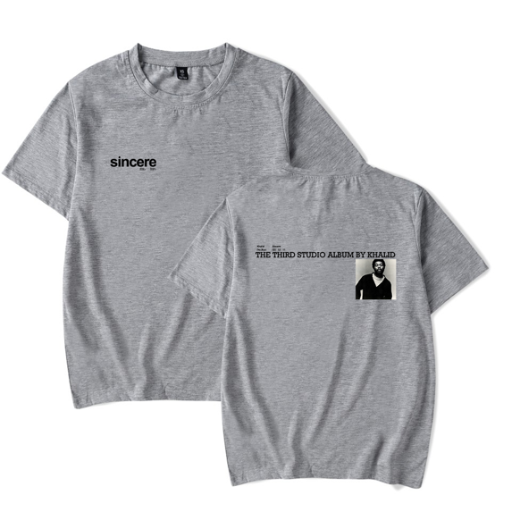 Khalid Merch T-Shirt Sincere Album New Merch T Shirts Tracklist Short Sleeve For Fans Men Women Top Tee Streetwear