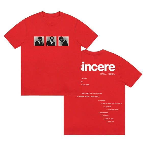 Khalid Sincere Tracklist T-shirt 2024 Tour Short Sleeve Cotton Tee Women Men Streetwear Tops
