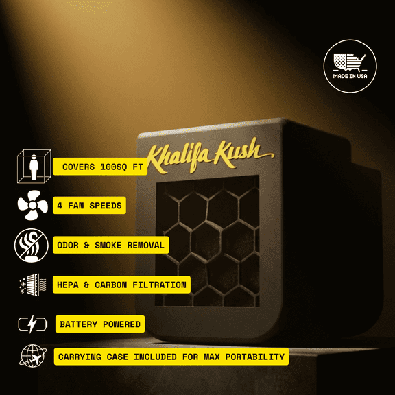 Khalifa Air Purifier Kit, 100 Sq Ft Activated Carbon Air Purifier, Black