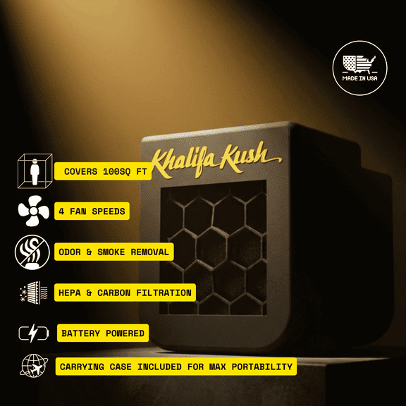 Khalifa Air Purifier Kit, 100 Sq Ft Activated Carbon Air Purifier, Black