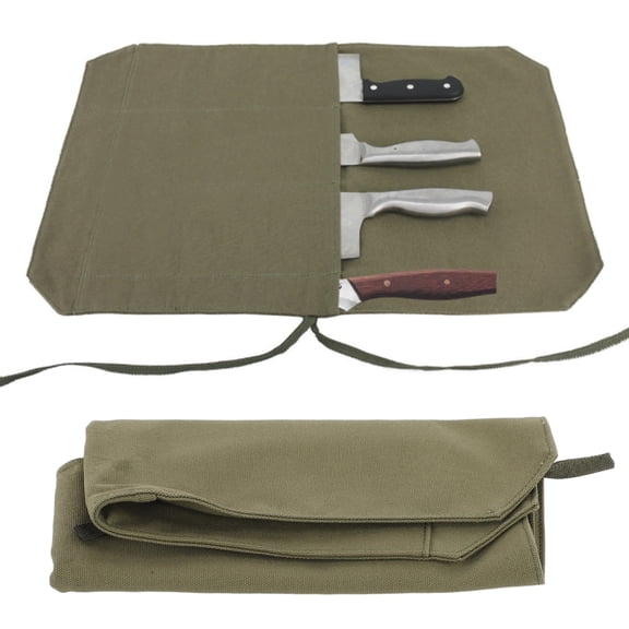 Khall Knife Roll Bag for Chefs,Knife Case,Knife Case with 4 Slots Heavy Duty Portable Knife Roll Bag for Chefs Cooks Culinary Students (Knife excluded)