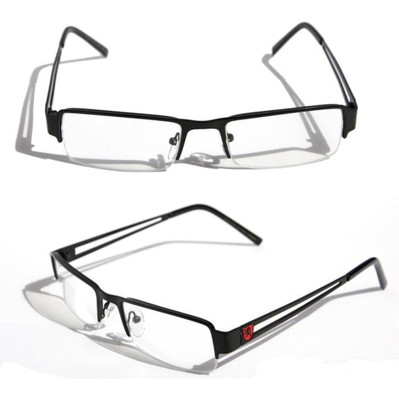 Khan Men Rectangular Half Rimless Metal Reader Reading Glasses Sophisticate look Lion